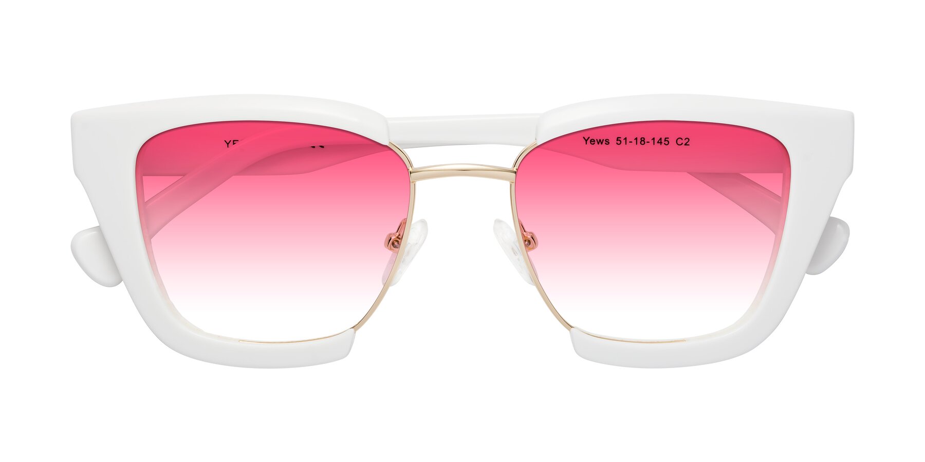 Folded Front of Yews in White-Gold with Pink Gradient Lenses