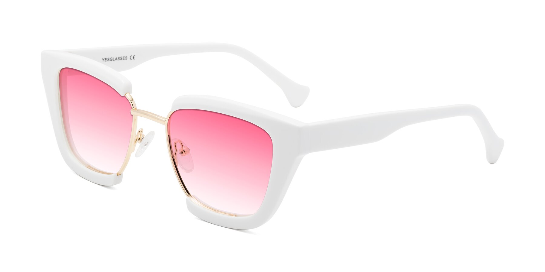 Angle of Yews in White-Gold with Pink Gradient Lenses