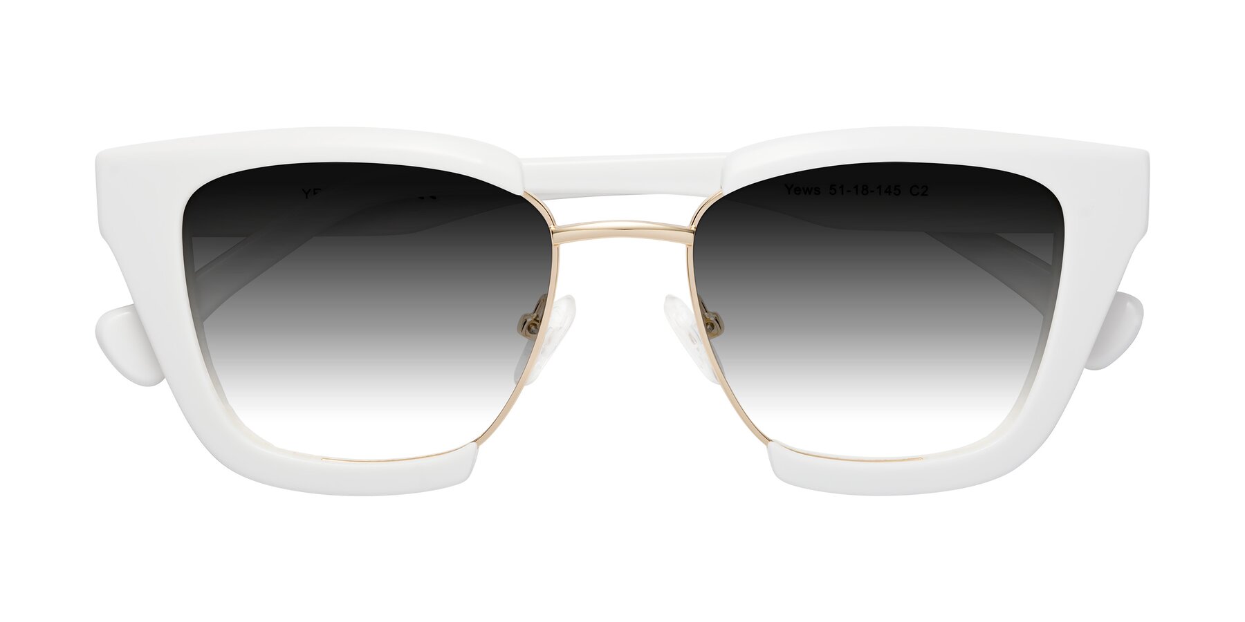 Folded Front of Yews in White-Gold with Gray Gradient Lenses