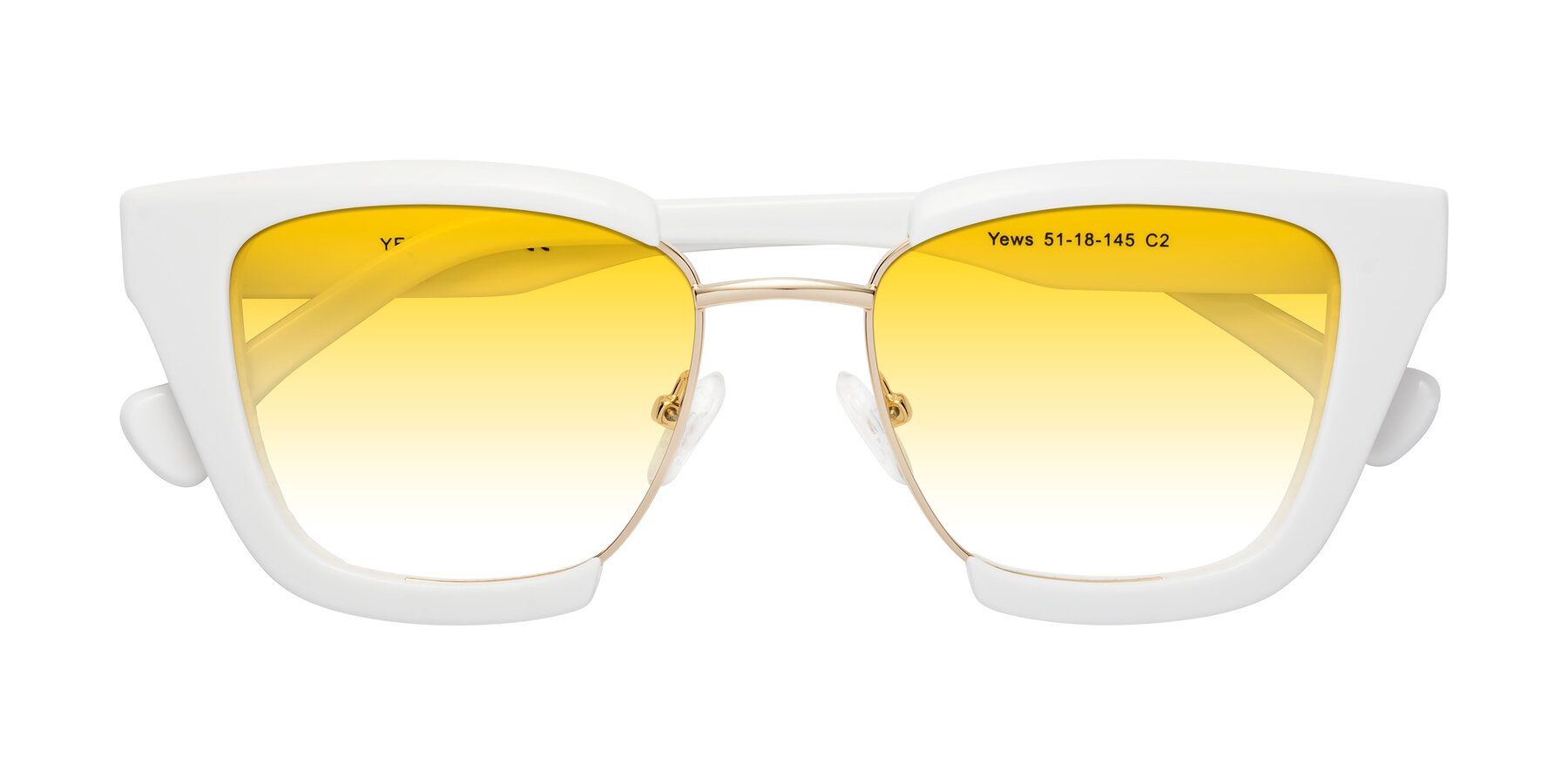 Folded Front of Yews in White-Gold with Yellow Gradient Lenses