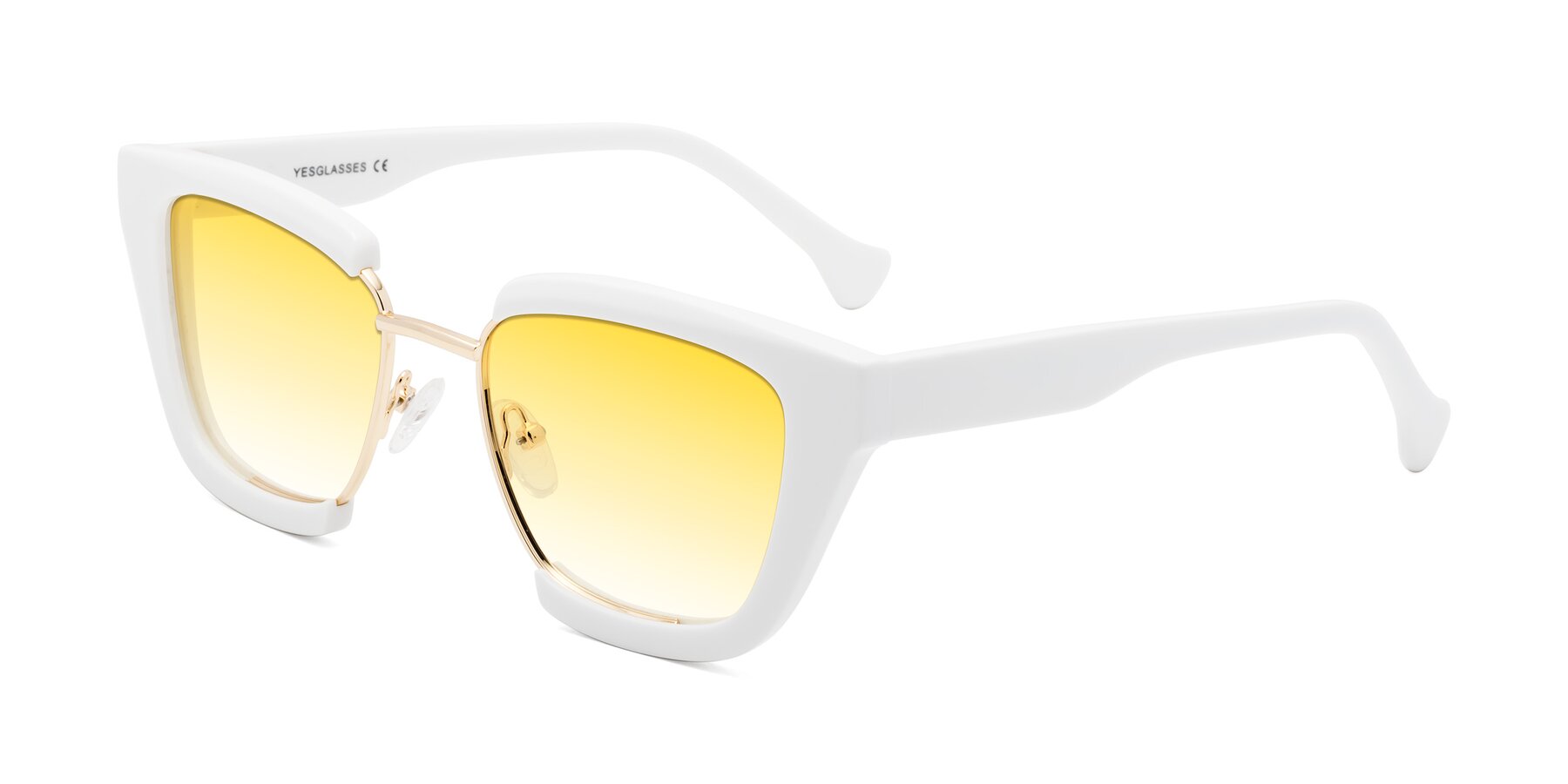 Angle of Yews in White-Gold with Yellow Gradient Lenses