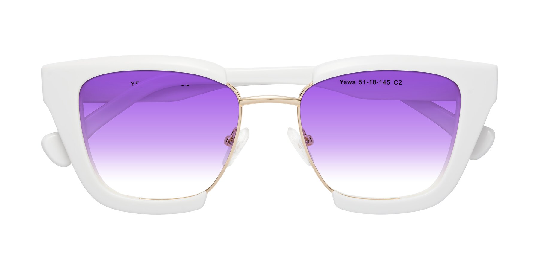 Folded Front of Yews in White-Gold with Purple Gradient Lenses