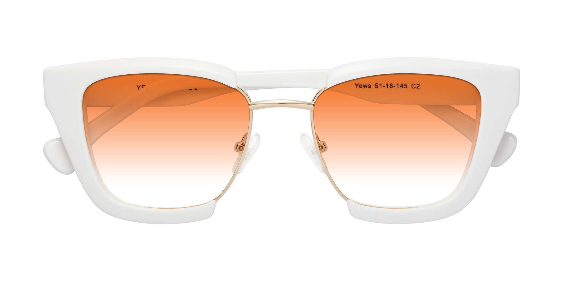 Folded Front of Yews in White-Gold with Orange Gradient Lenses