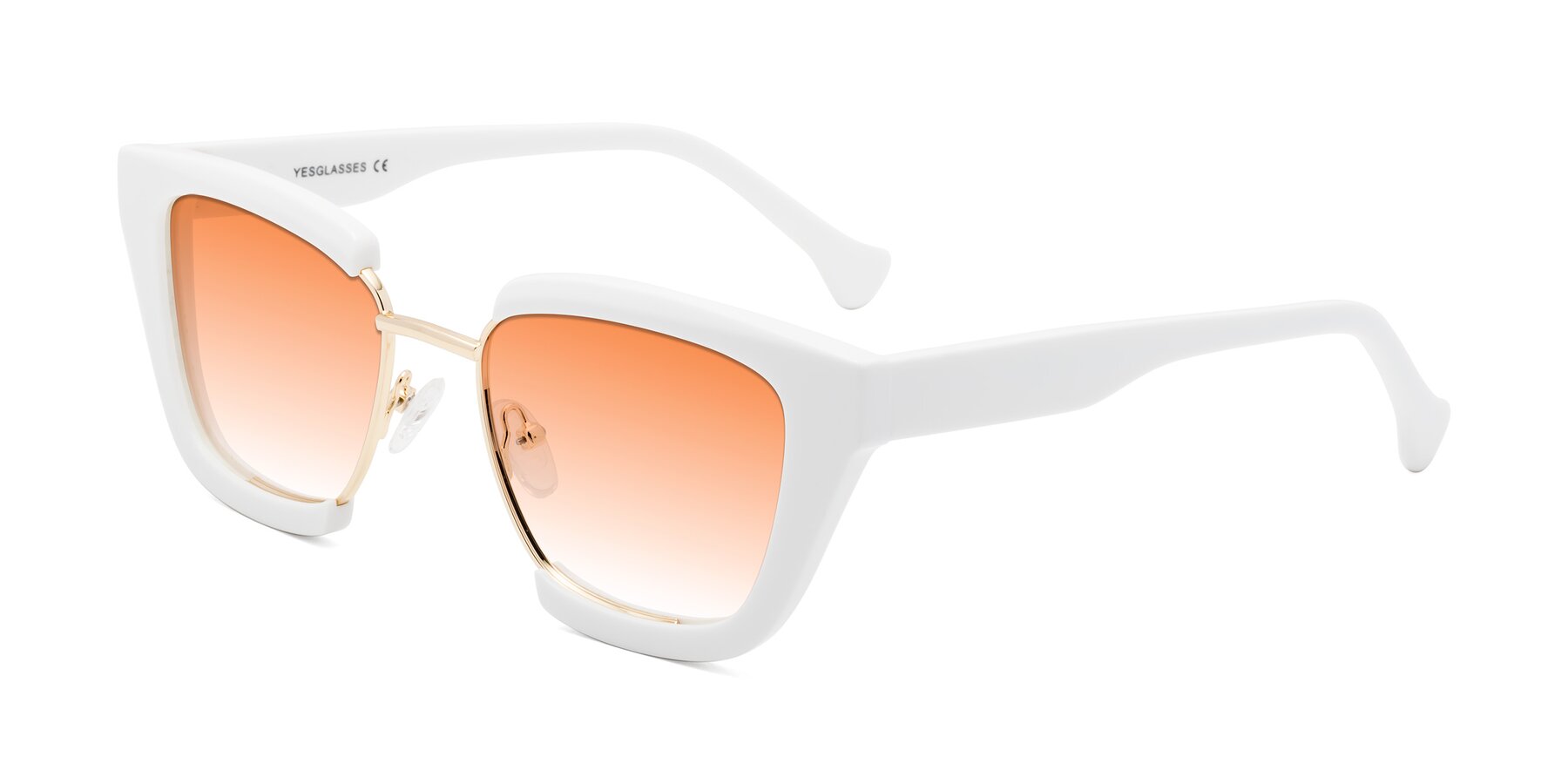 Angle of Yews in White-Gold with Orange Gradient Lenses