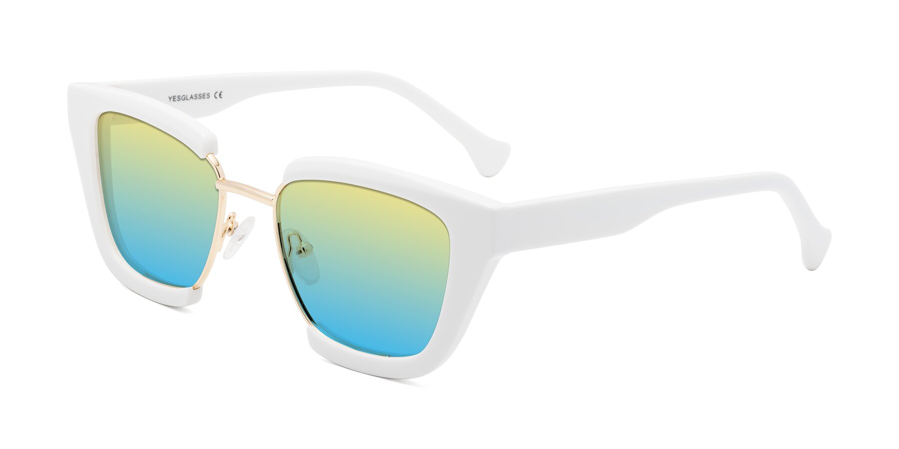 Angle of Yews in White-Gold with Yellow / Blue Gradient Lenses