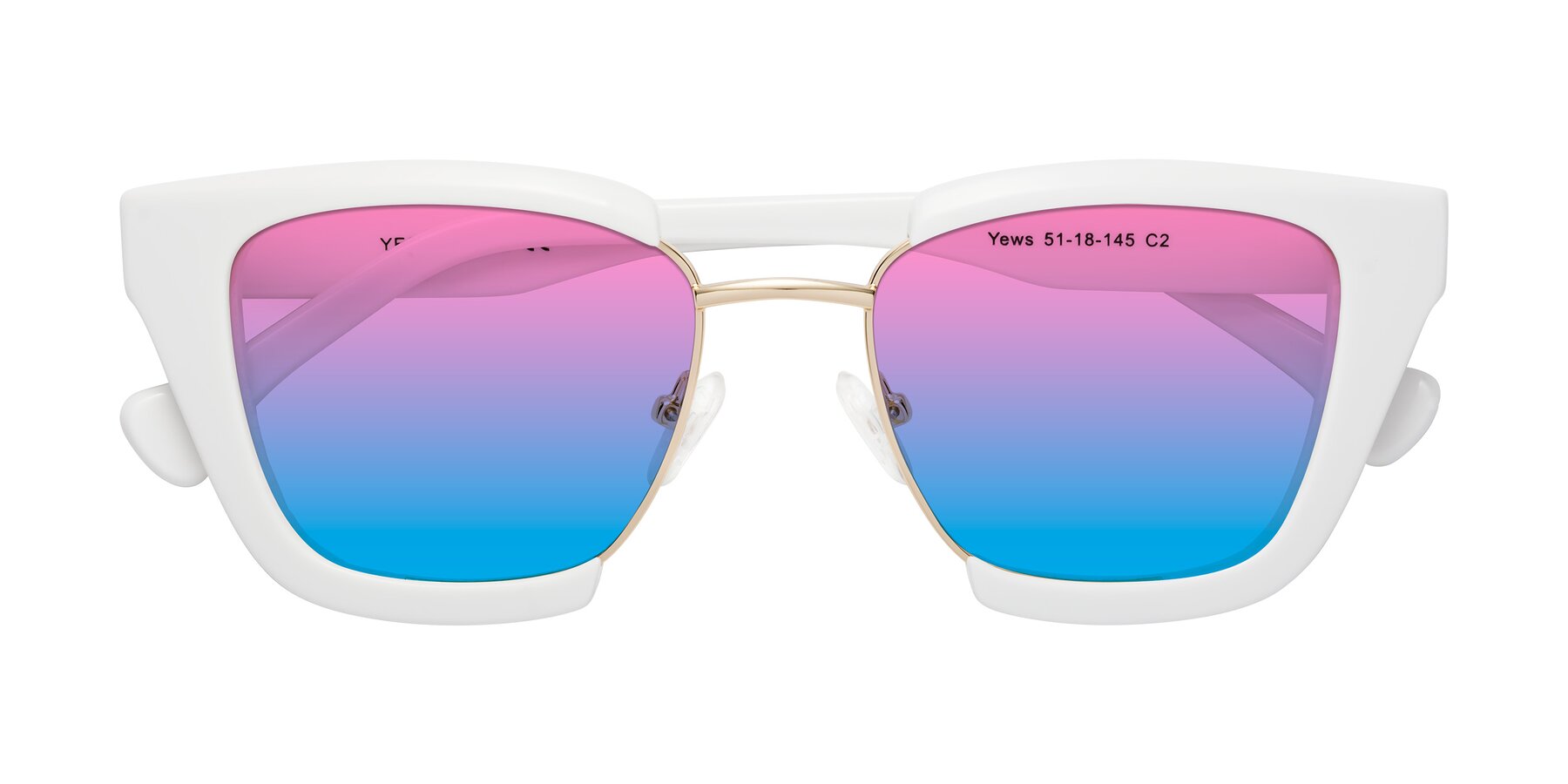 Folded Front of Yews in White-Gold with Pink / Blue Gradient Lenses