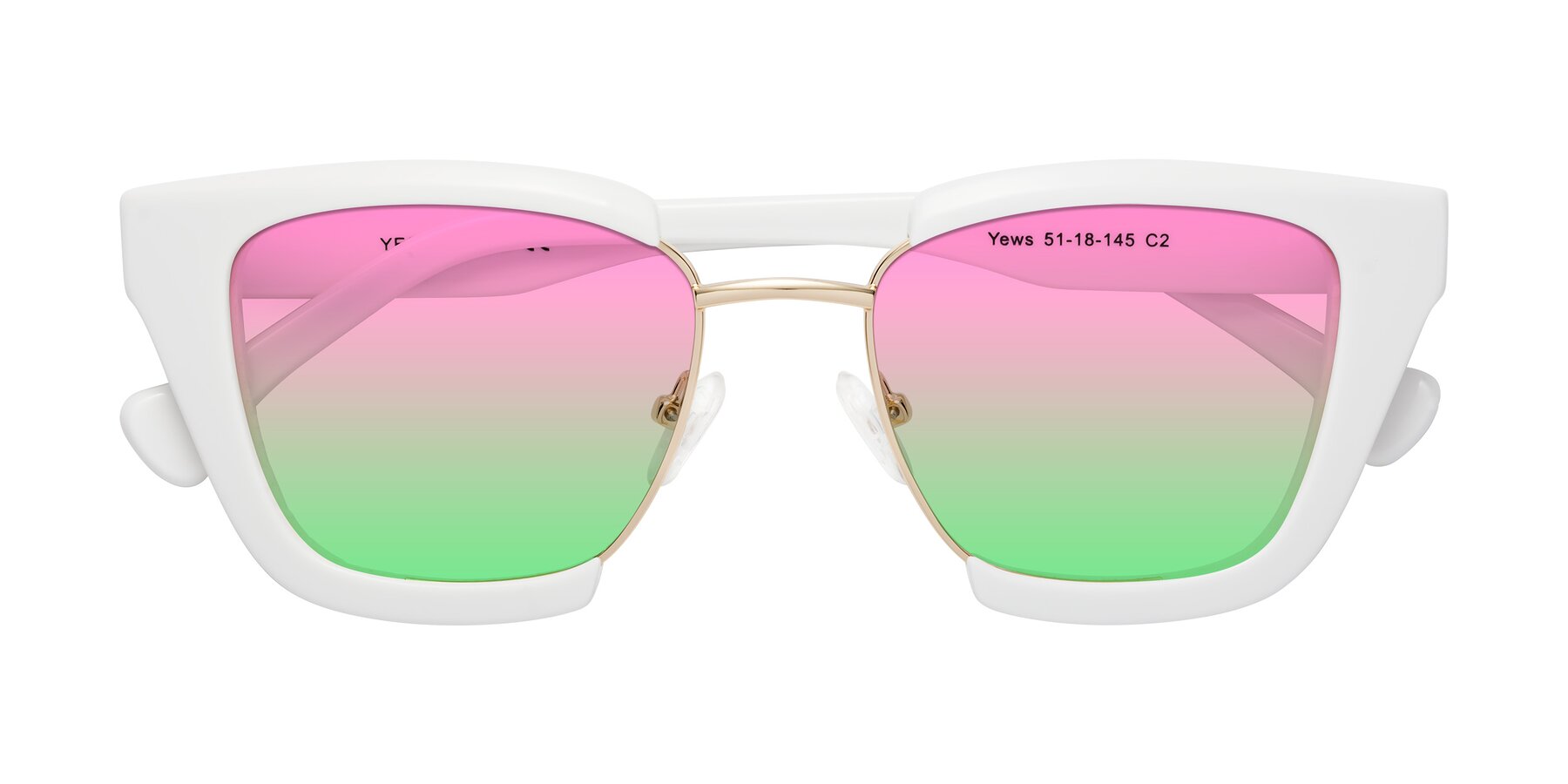 Folded Front of Yews in White-Gold with Pink / Green Gradient Lenses