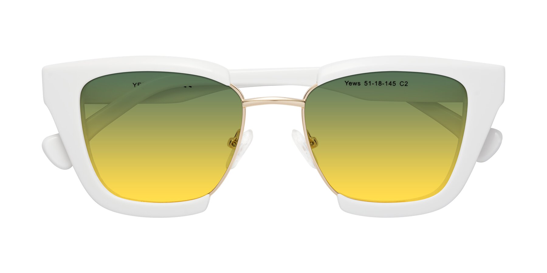 Folded Front of Yews in White-Gold with Green / Yellow Gradient Lenses