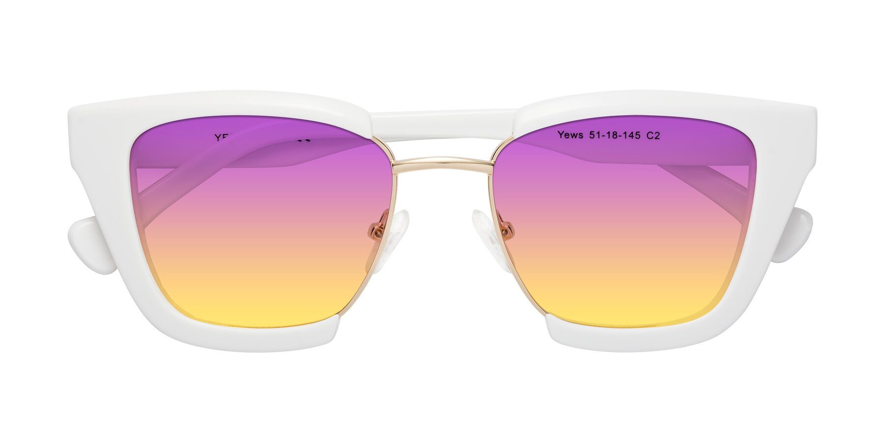 Folded Front of Yews in White-Gold with Purple / Yellow Gradient Lenses