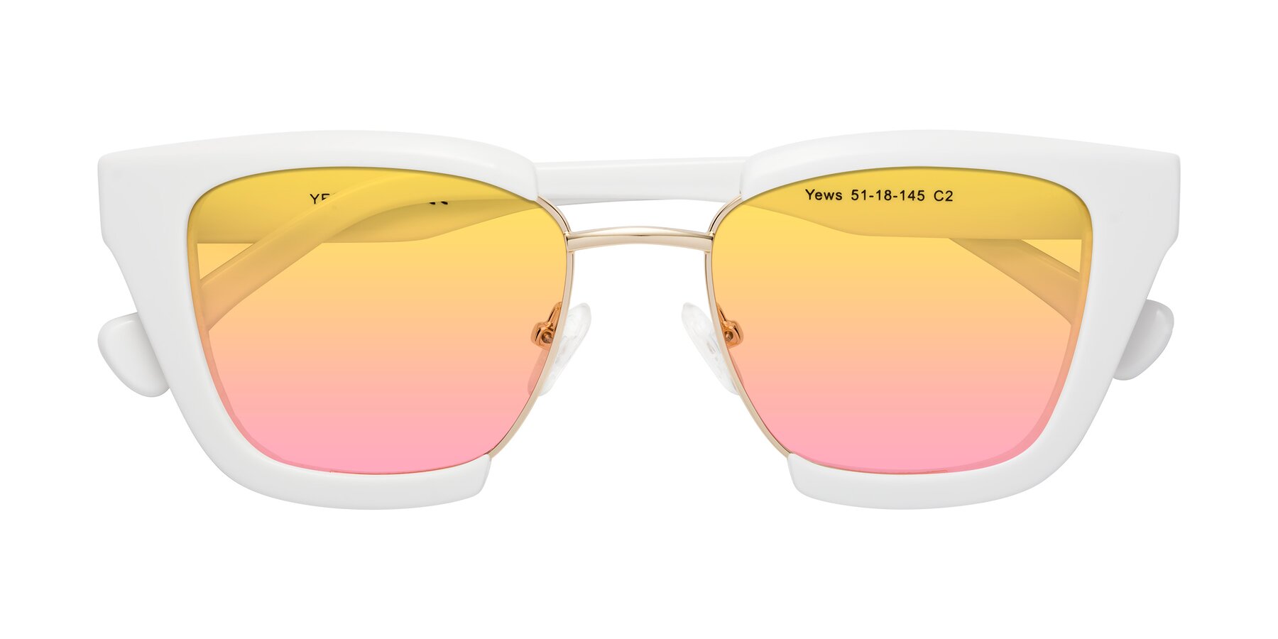 Folded Front of Yews in White-Gold with Yellow / Pink Gradient Lenses