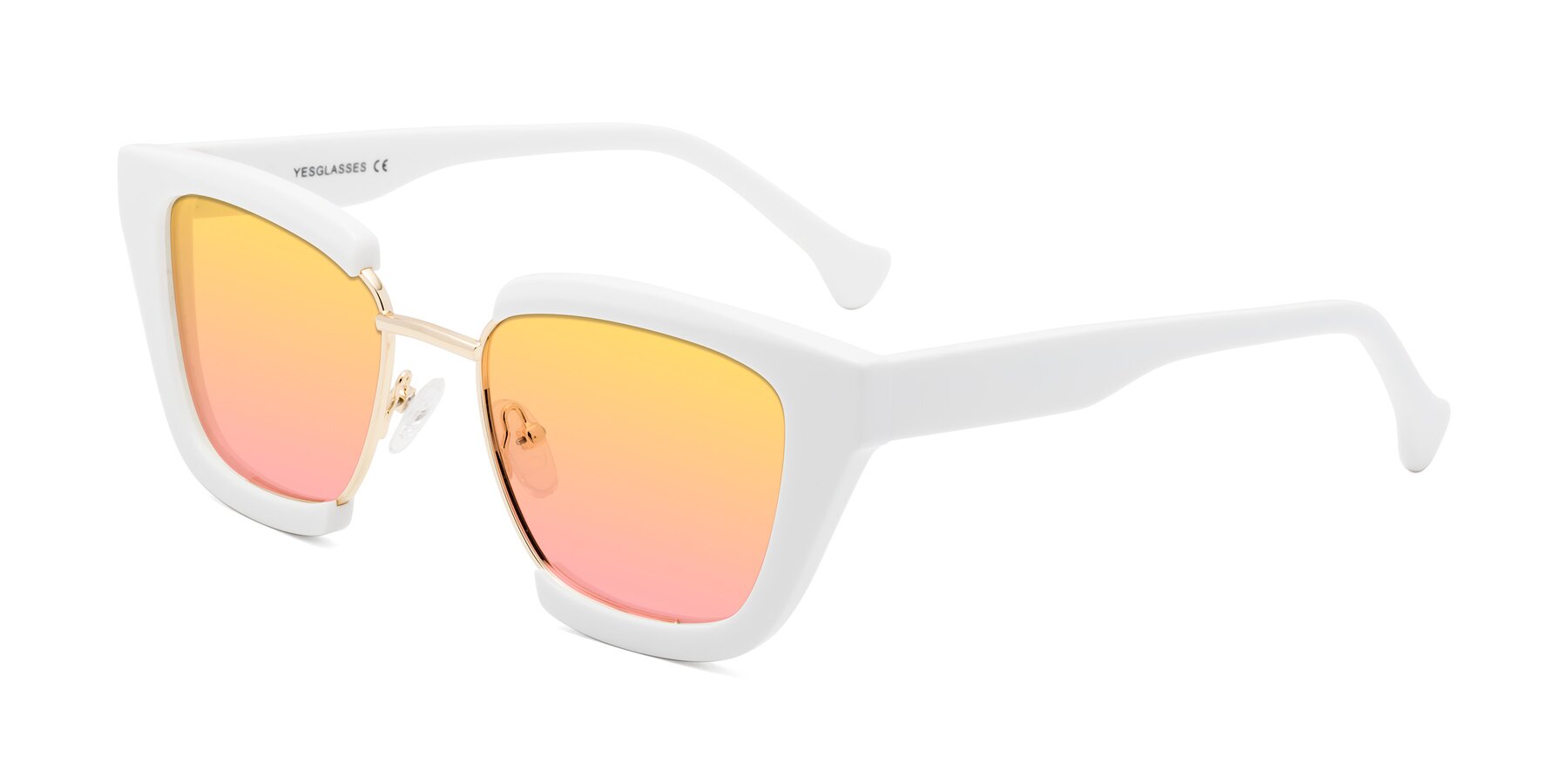 Angle of Yews in White-Gold with Yellow / Pink Gradient Lenses