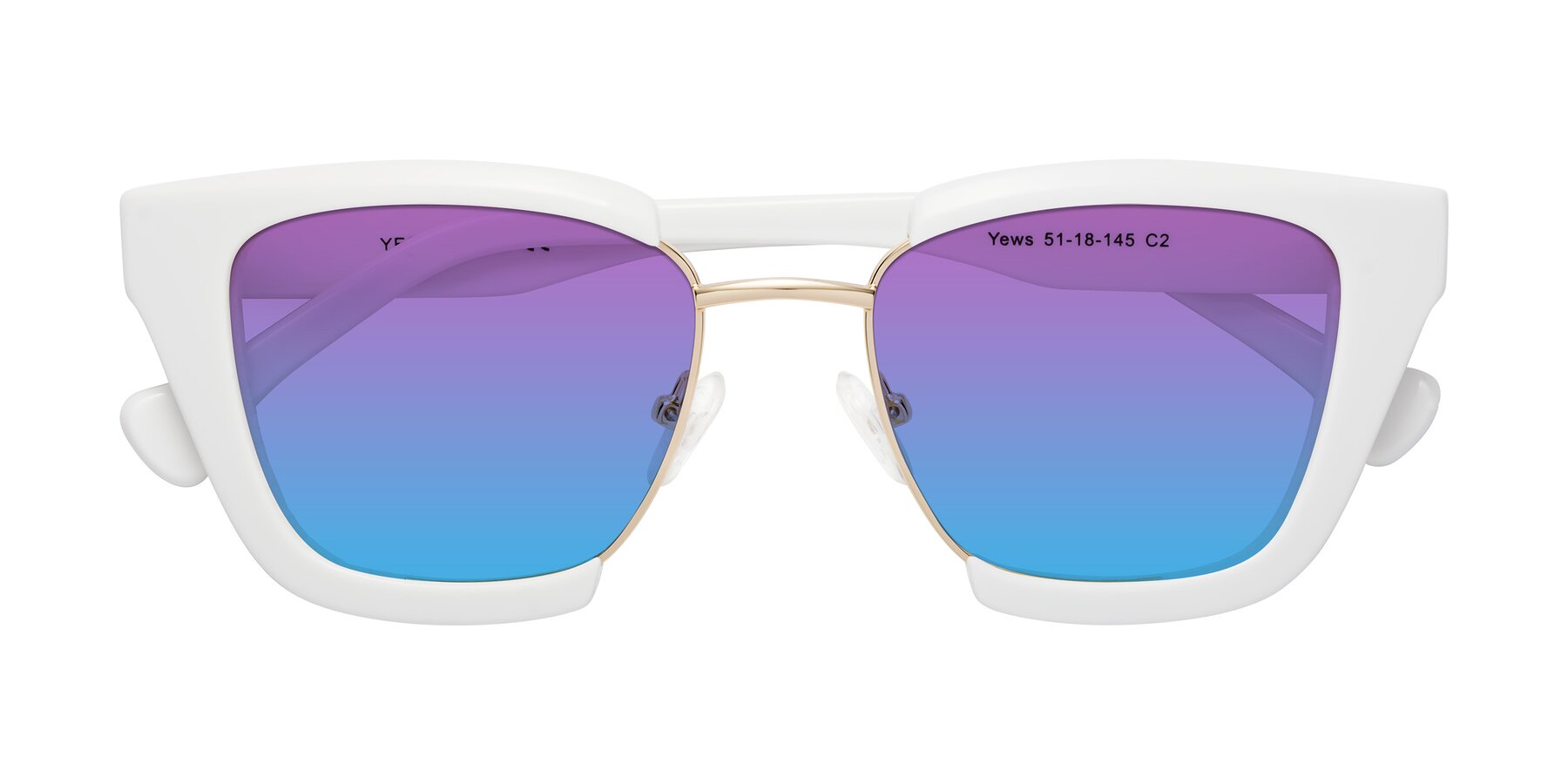 Folded Front of Yews in White-Gold with Purple / Blue Gradient Lenses