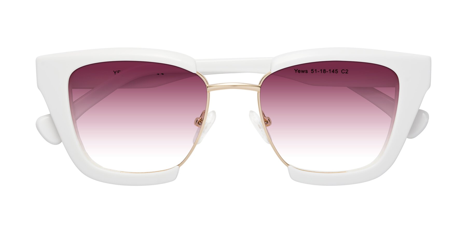 Folded Front of Yews in White-Gold with Wine Gradient Lenses