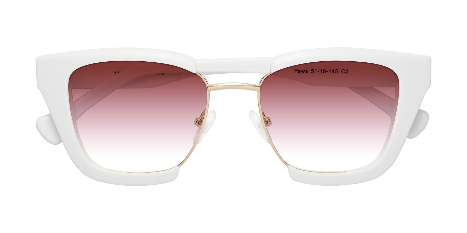 Folded Front of Yews in White-Gold with Garnet Gradient Lenses