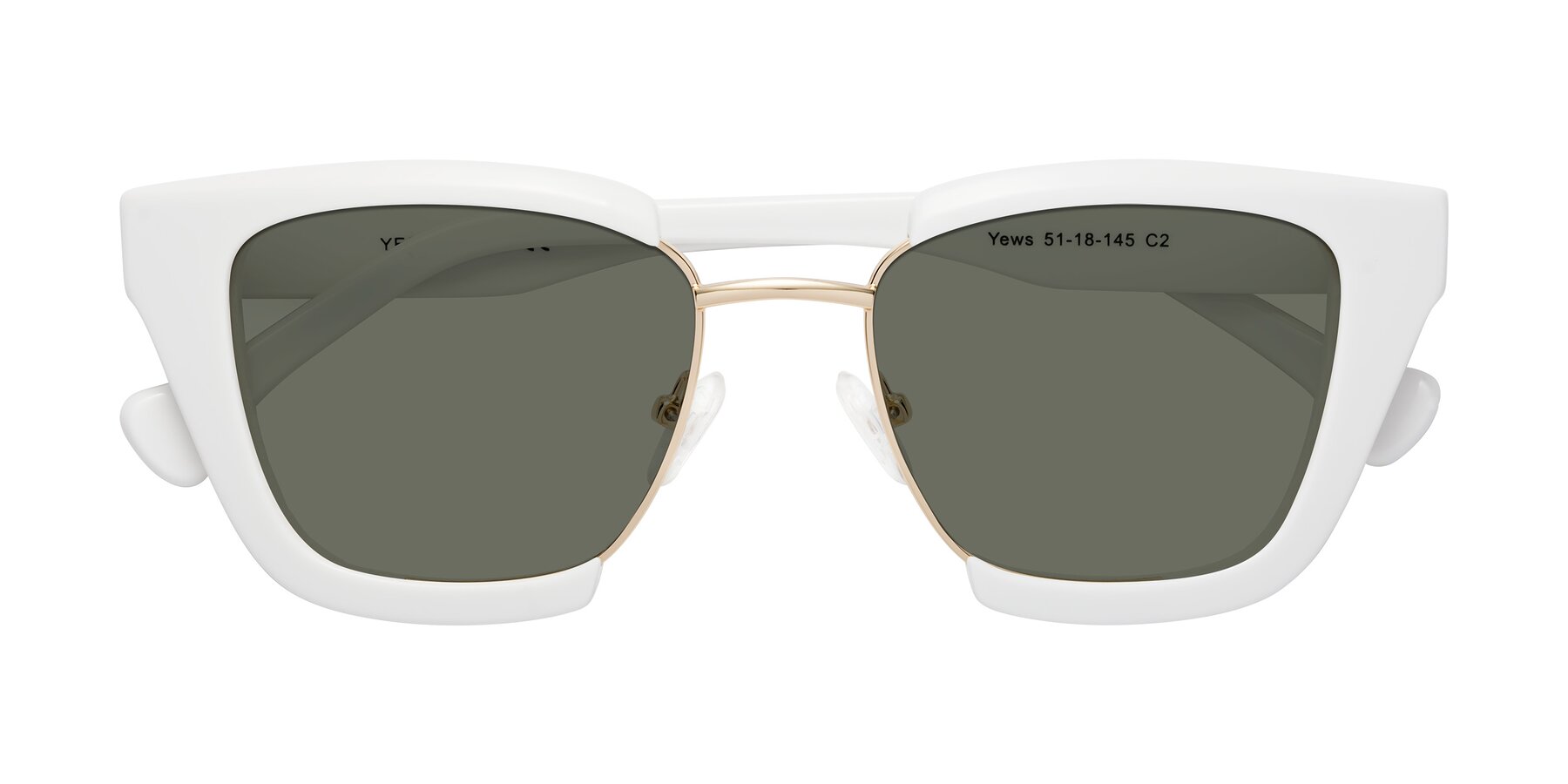 Folded Front of Yews in White-Gold with Gray Polarized Lenses