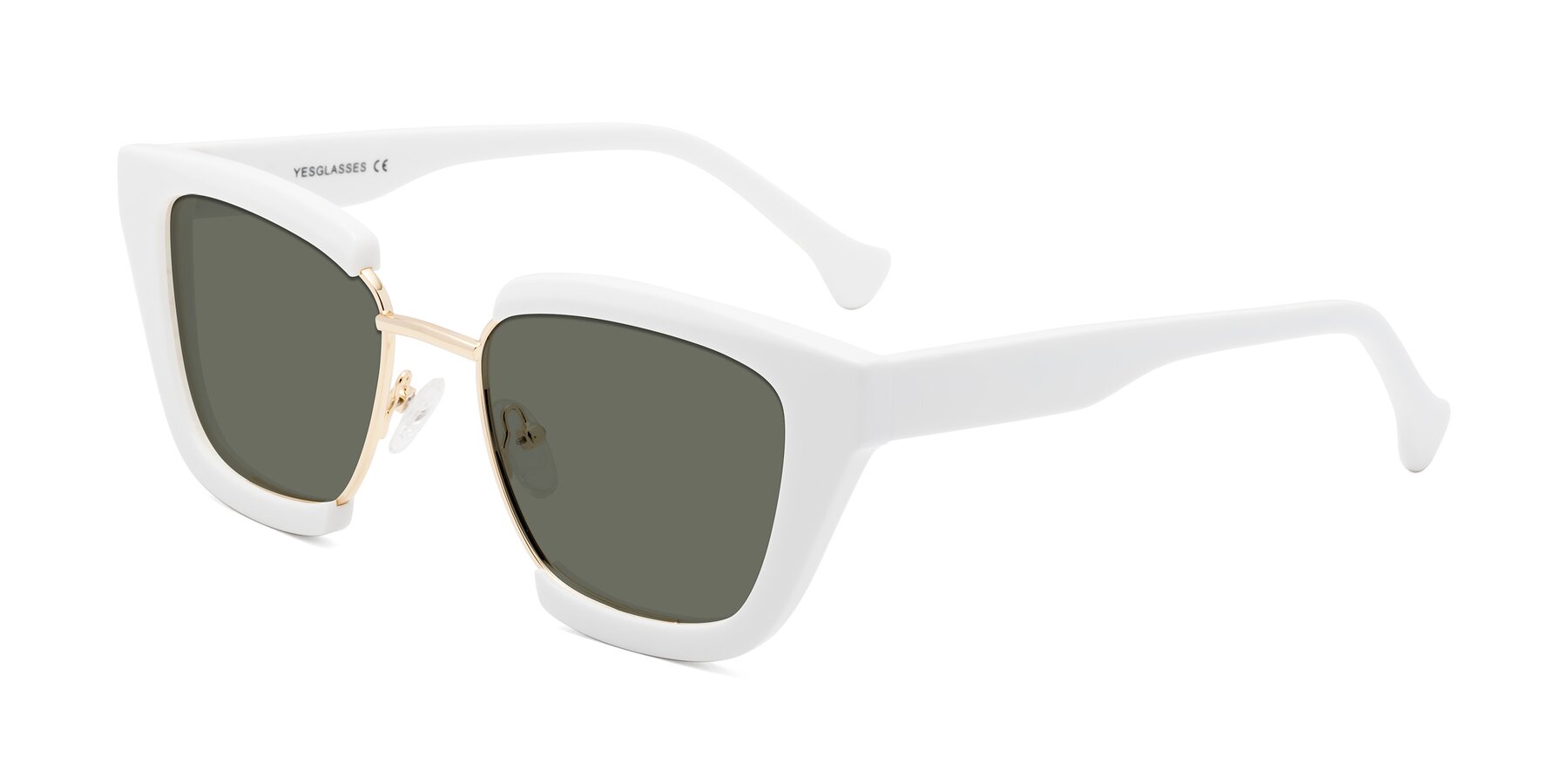 Angle of Yews in White-Gold with Gray Polarized Lenses