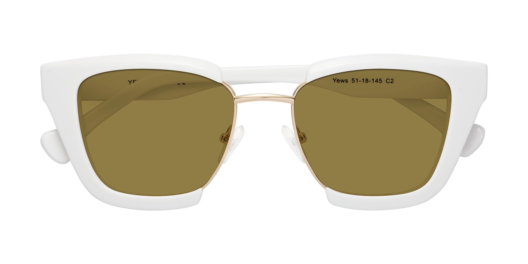 Folded Front of Yews in White-Gold with Brown Polarized Lenses