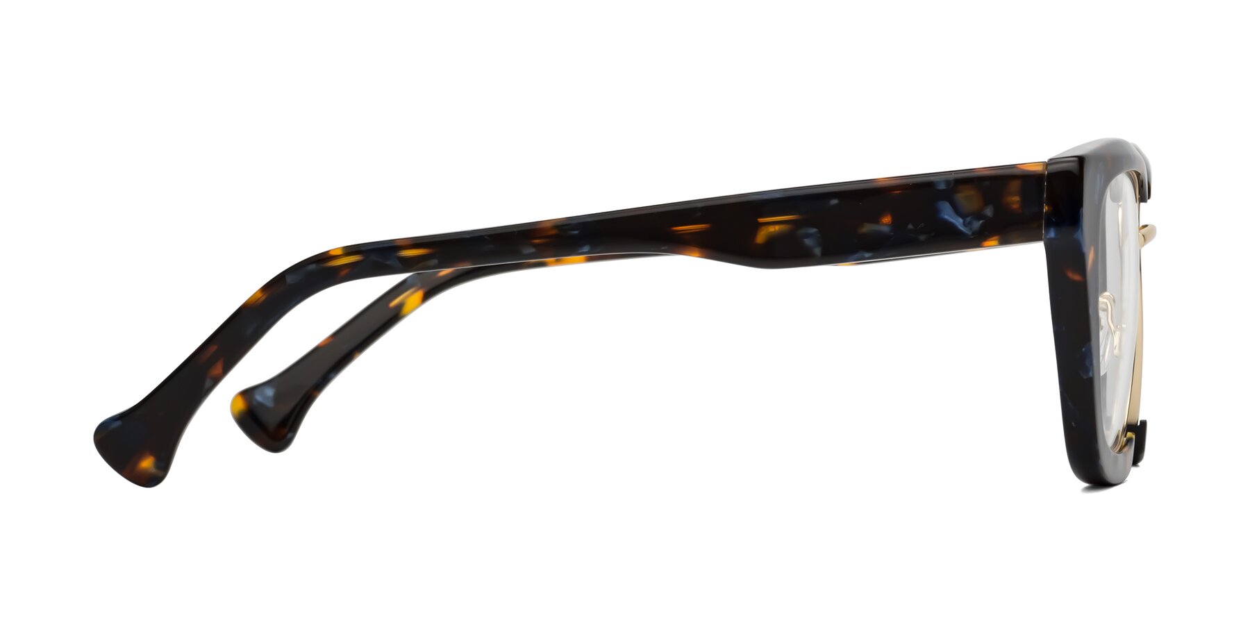 Side of Yews in Blueberry Tortoise-Gold with Clear Blue Light Blocking Lenses