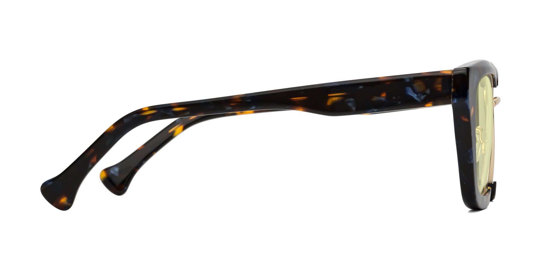 Side of Yews in Blueberry Tortoise-Gold with Light Yellow Tinted Lenses