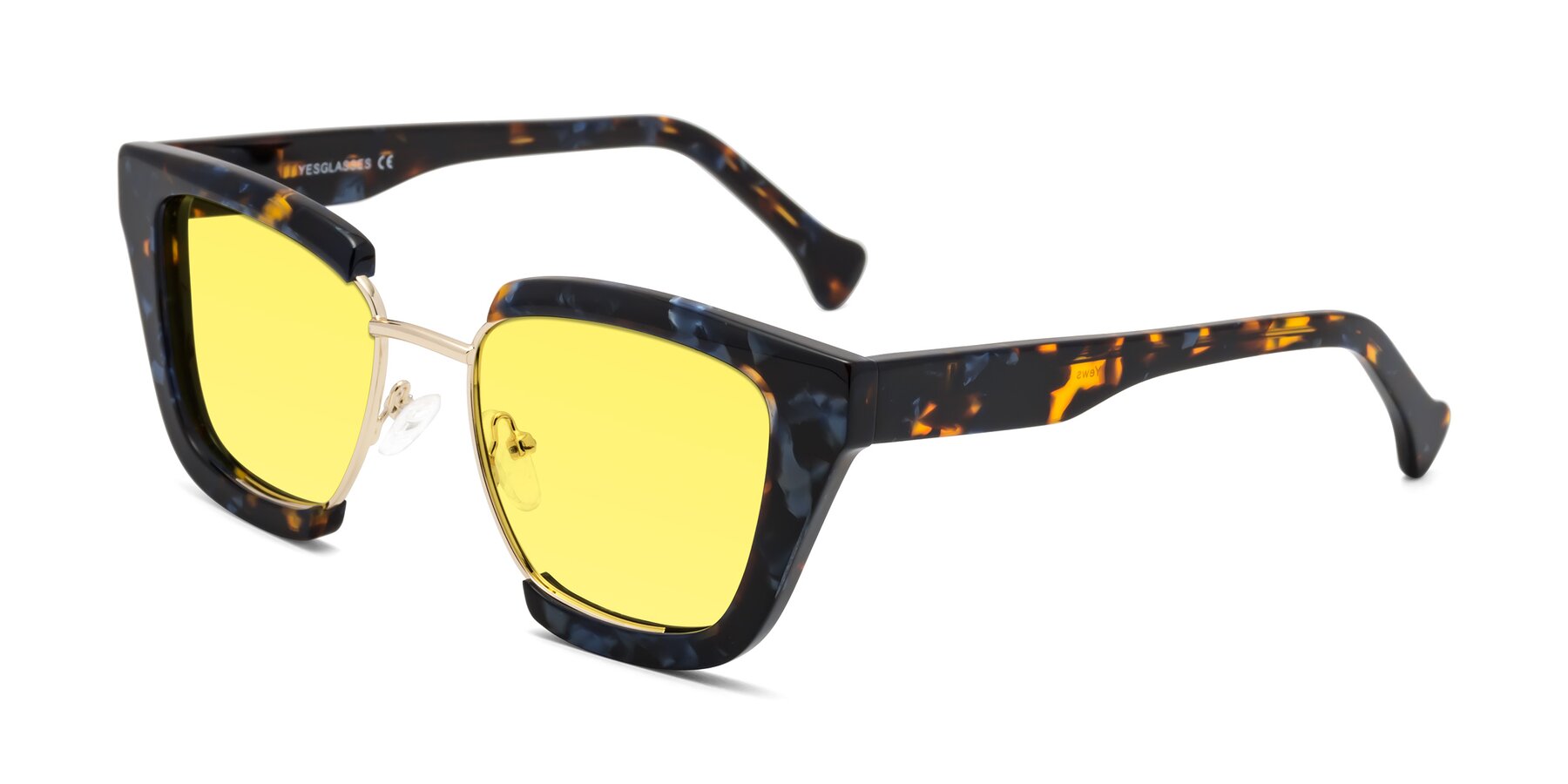 Angle of Yews in Blueberry Tortoise-Gold with Medium Yellow Tinted Lenses