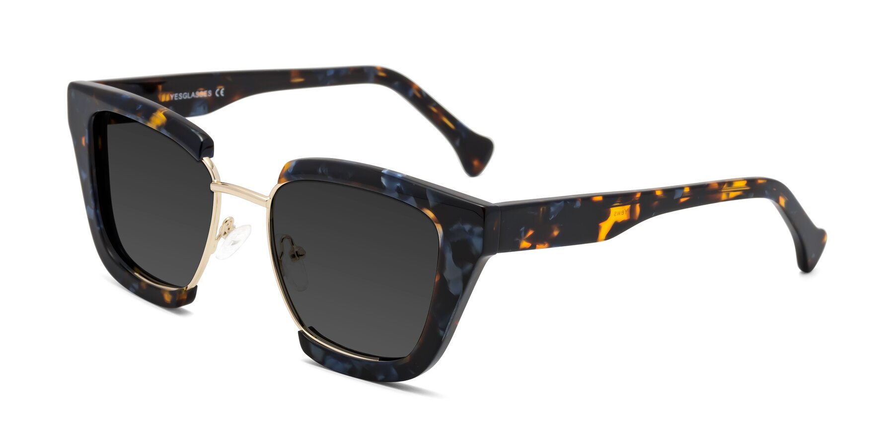 Angle of Yews in Blueberry Tortoise-Gold with Gray Tinted Lenses