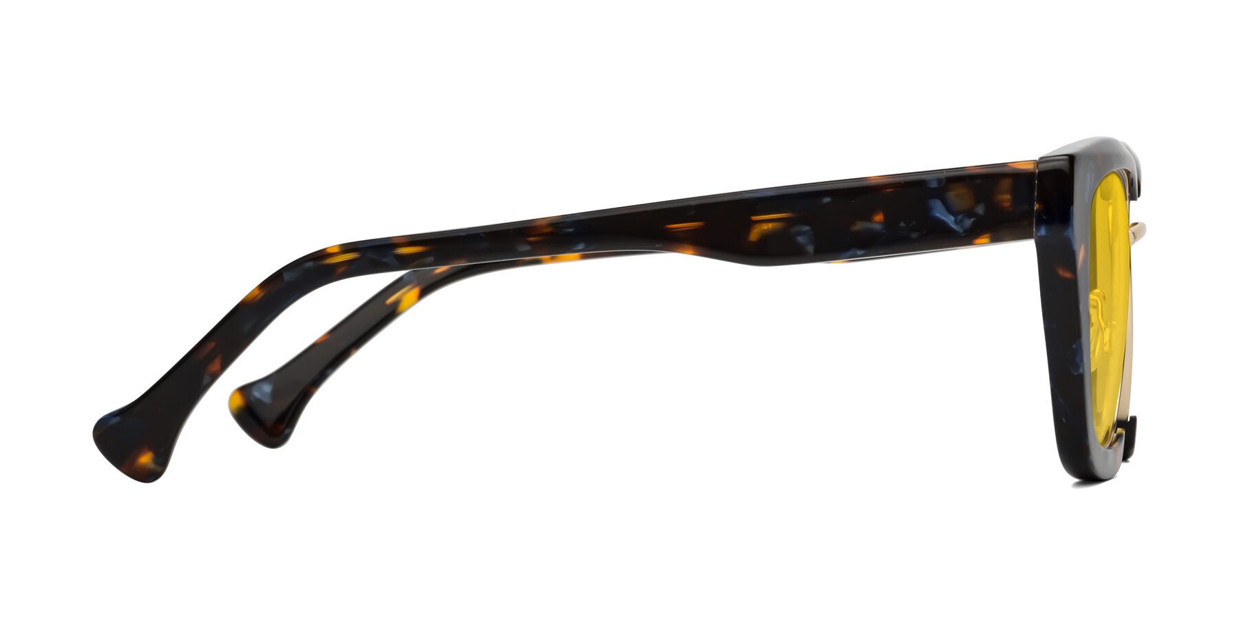 Side of Yews in Blueberry Tortoise-Gold with Yellow Tinted Lenses