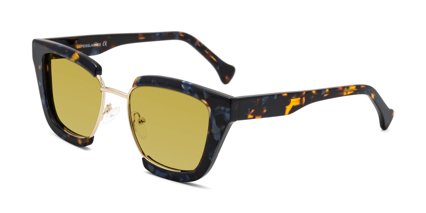 Angle of Yews in Blueberry Tortoise-Gold with Champagne Tinted Lenses