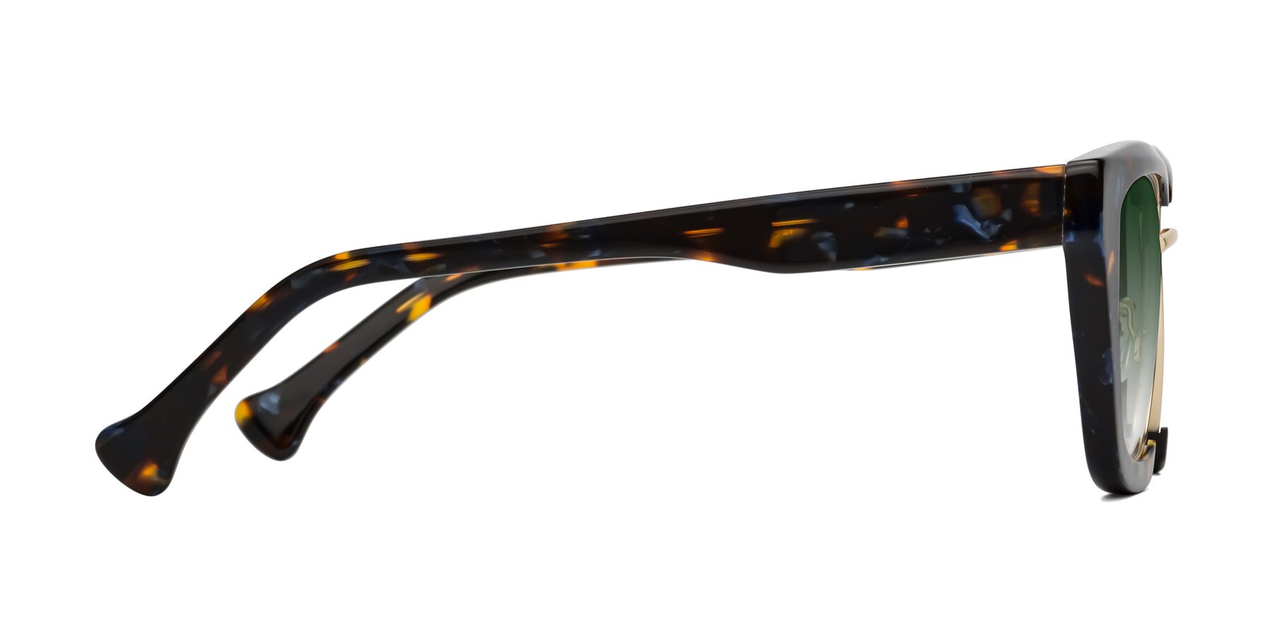 Side of Yews in Blueberry Tortoise-Gold with Green Gradient Lenses