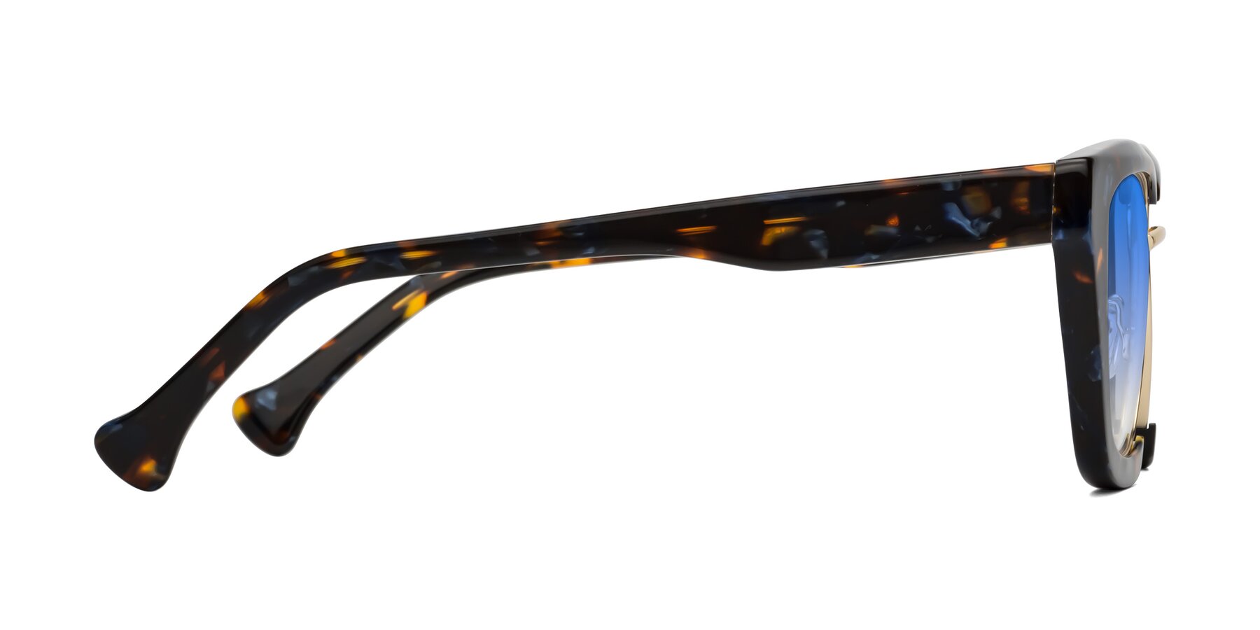 Side of Yews in Blueberry Tortoise-Gold with Blue Gradient Lenses