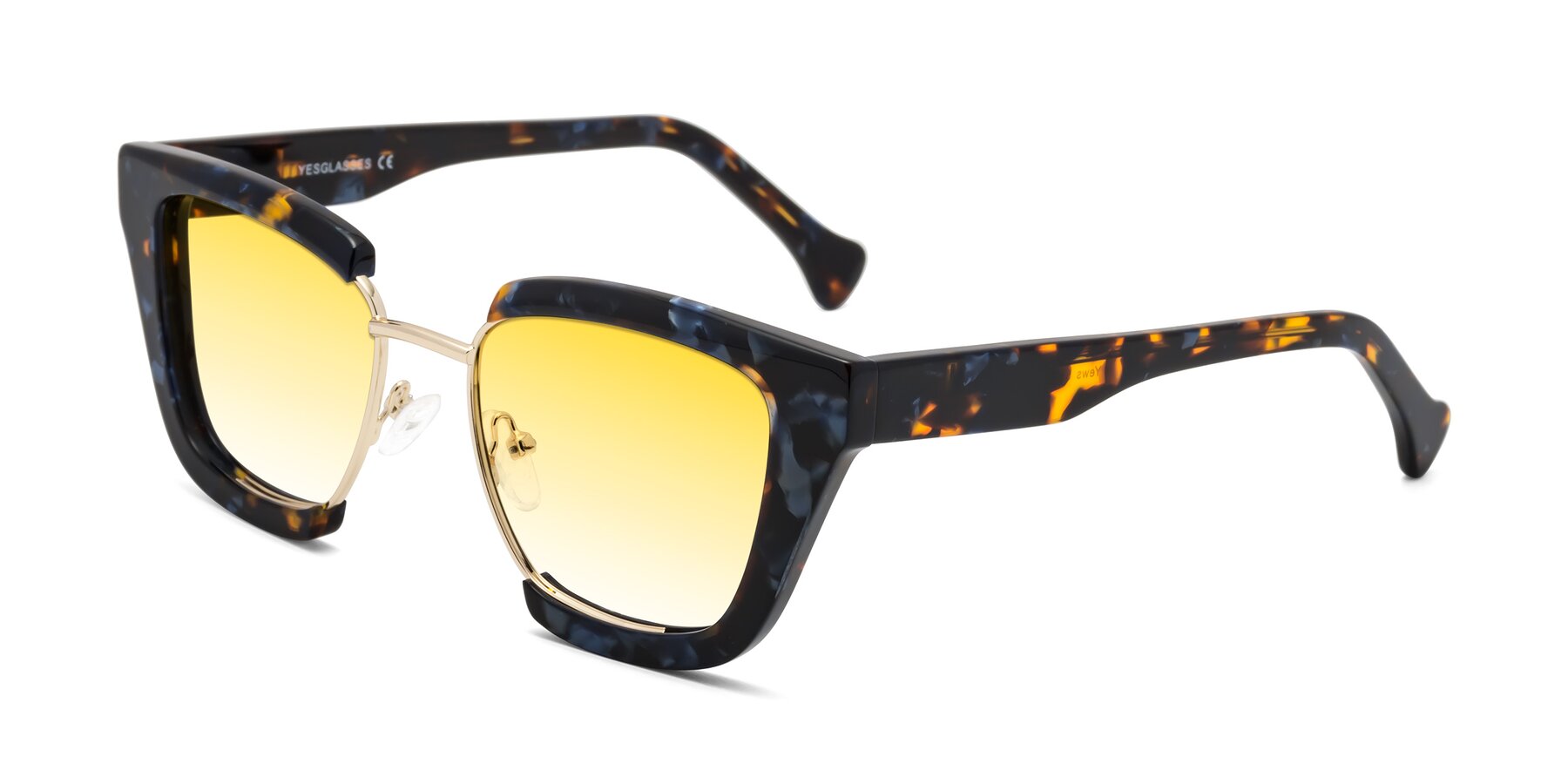 Angle of Yews in Blueberry Tortoise-Gold with Yellow Gradient Lenses