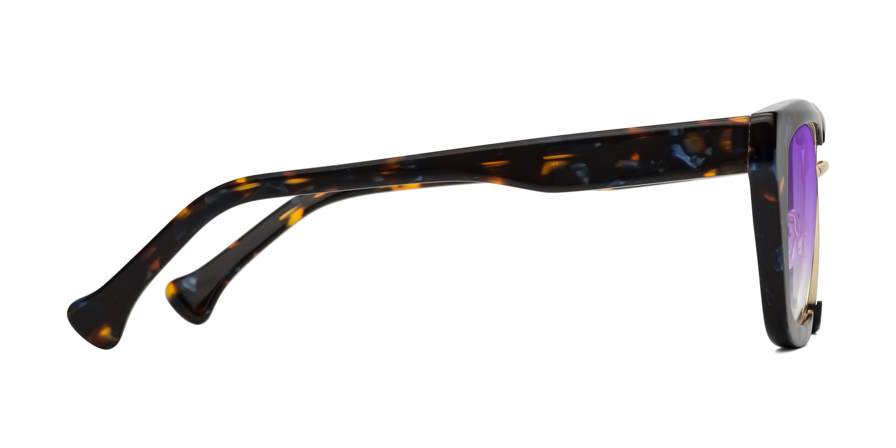 Side of Yews in Blueberry Tortoise-Gold with Purple Gradient Lenses