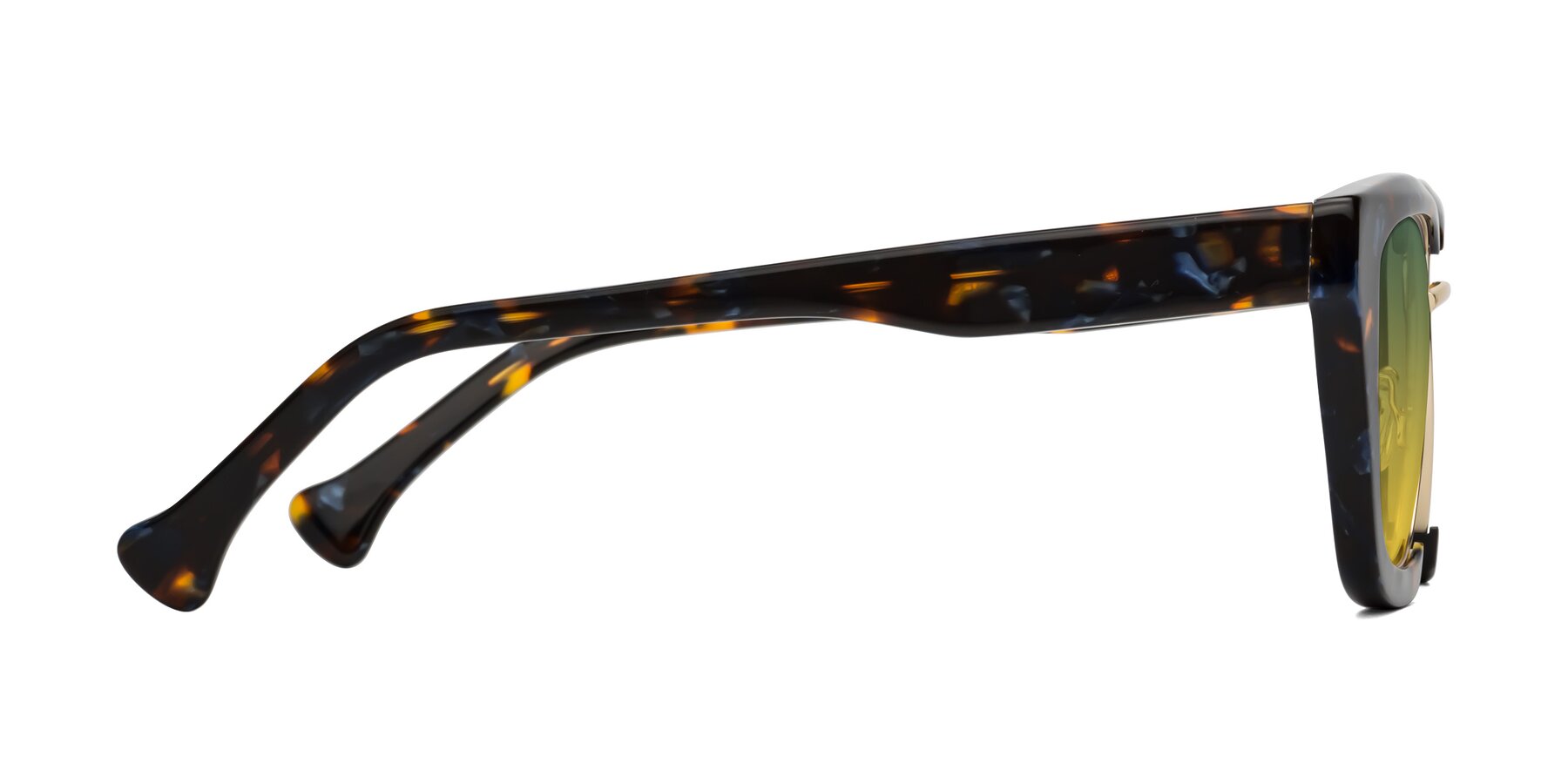 Side of Yews in Blueberry Tortoise-Gold with Green / Yellow Gradient Lenses