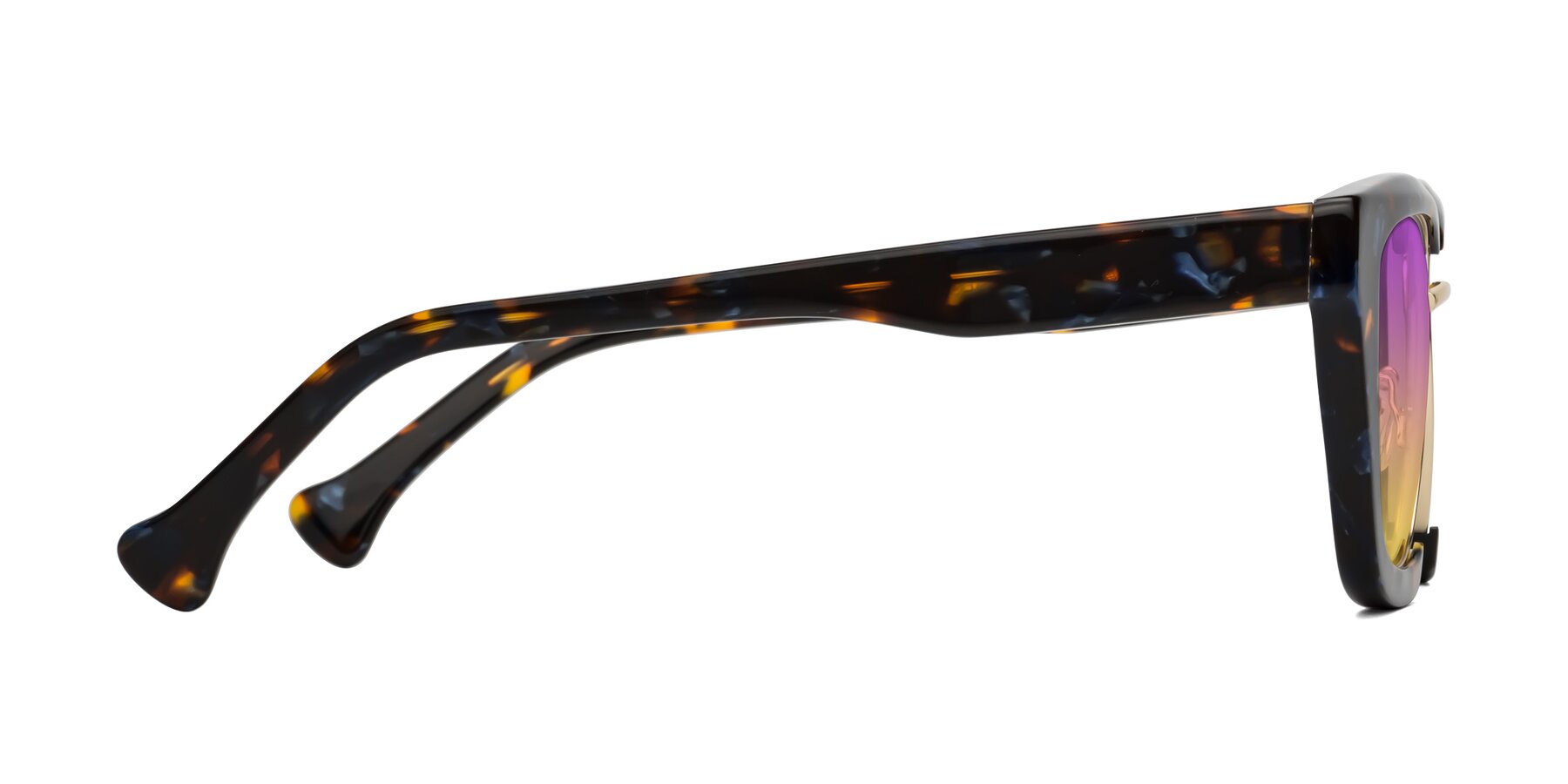 Side of Yews in Blueberry Tortoise-Gold with Purple / Yellow Gradient Lenses