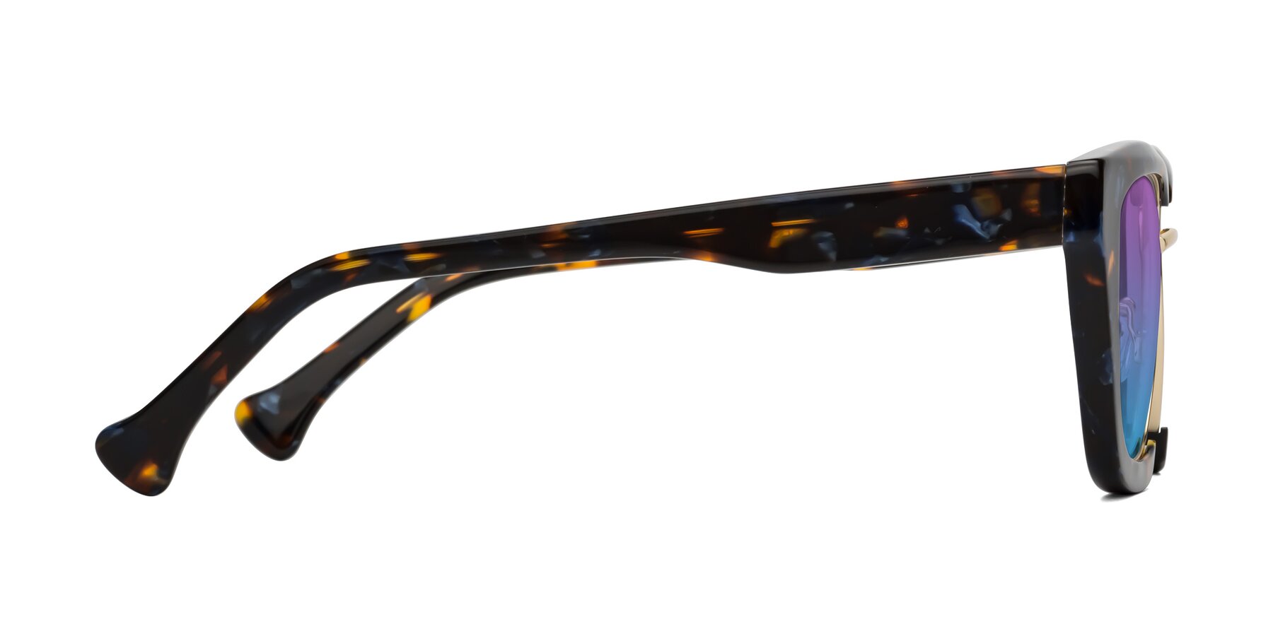 Side of Yews in Blueberry Tortoise-Gold with Purple / Blue Gradient Lenses