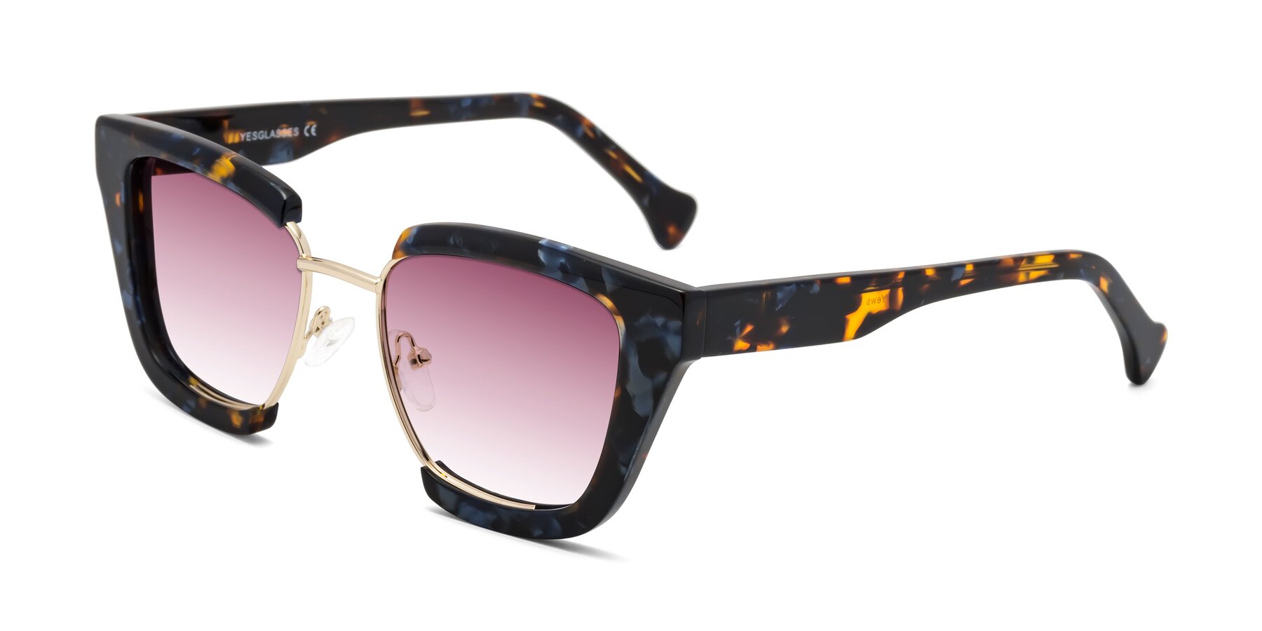 Angle of Yews in Blueberry Tortoise-Gold with Wine Gradient Lenses