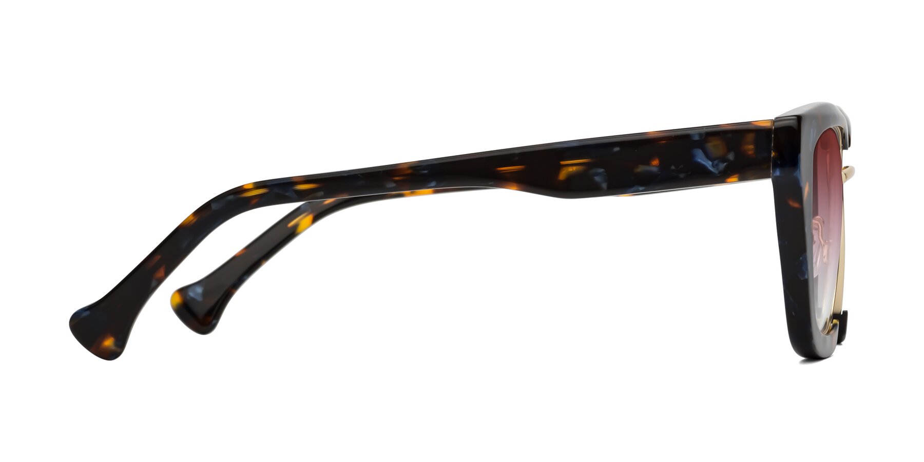 Side of Yews in Blueberry Tortoise-Gold with Garnet Gradient Lenses