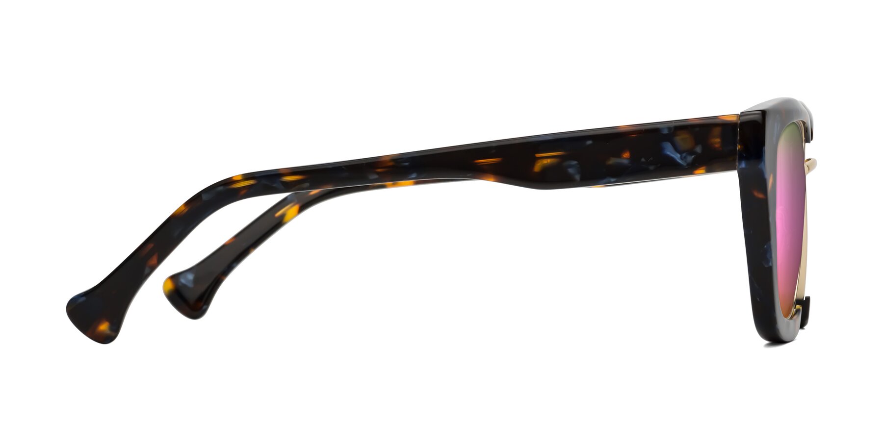 Side of Yews in Blueberry Tortoise-Gold with Pink Mirrored Lenses