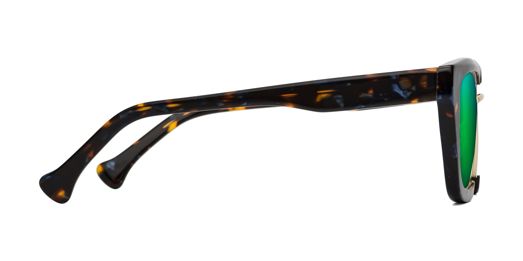 Side of Yews in Blueberry Tortoise-Gold with Green Mirrored Lenses