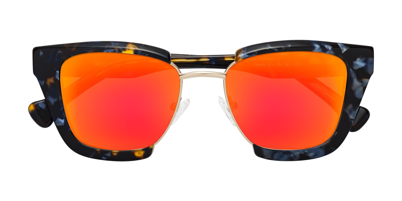 Yews - Blueberry Tortoise/Gold Flash Mirrored Sunglasses