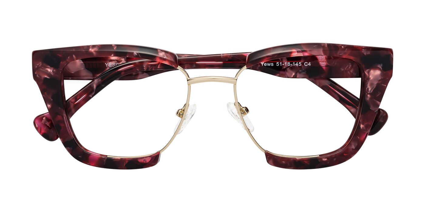 Yews - Wineberry Tortoise / Gold Eyeglasses