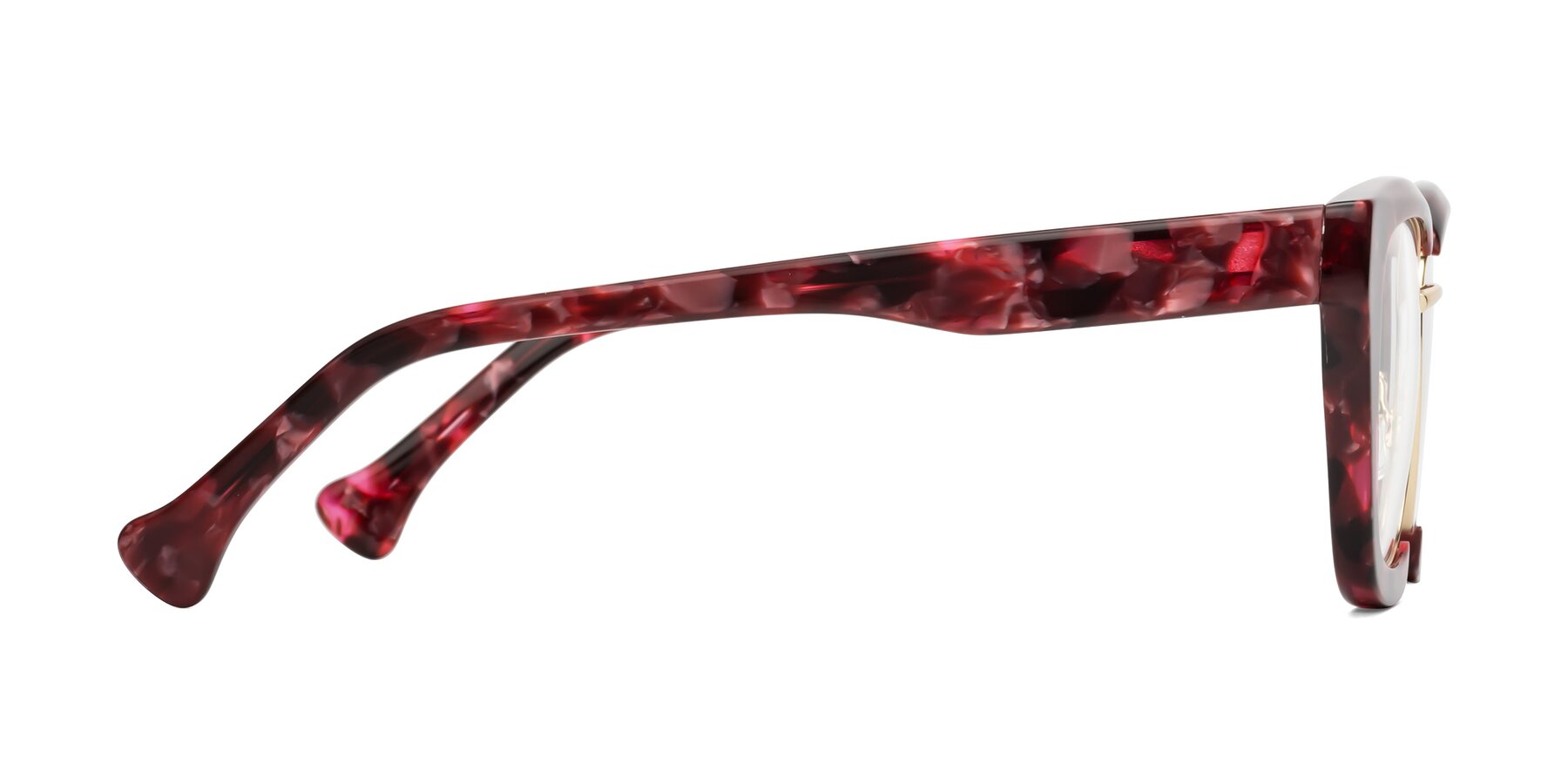 Side of Yews in Wineberry Tortoise-Gold with Clear Reading Eyeglass Lenses