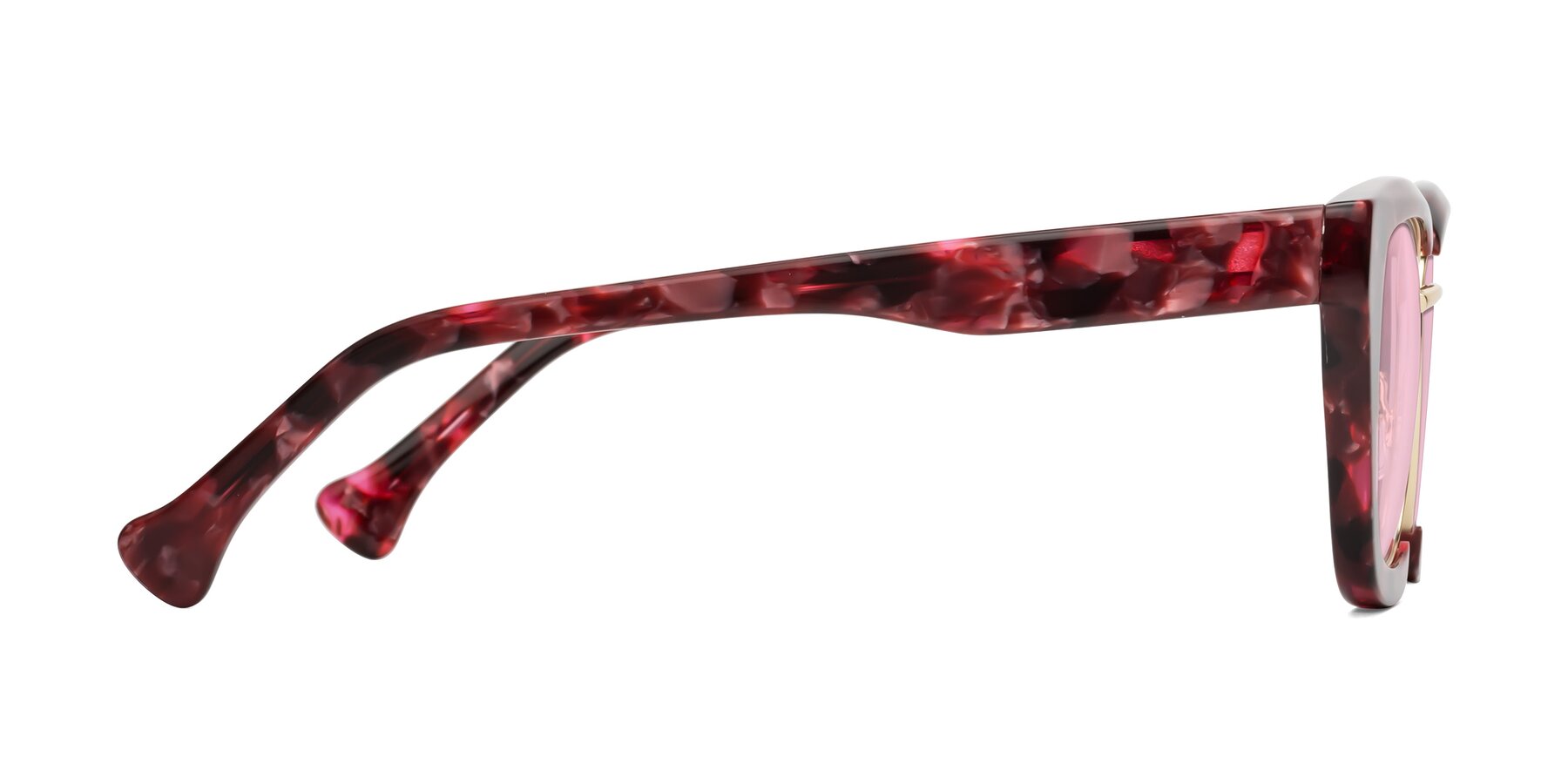 Side of Yews in Wineberry Tortoise-Gold with Light Pink Tinted Lenses