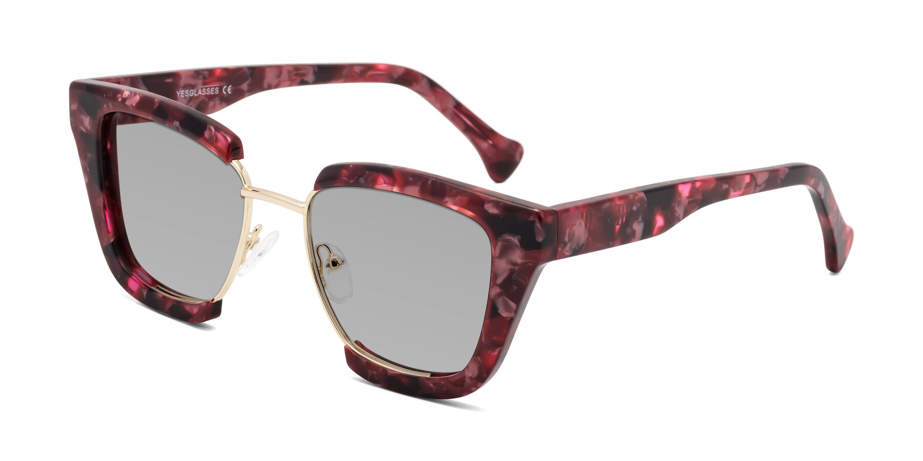 Angle of Yews in Wineberry Tortoise-Gold with Light Gray Tinted Lenses