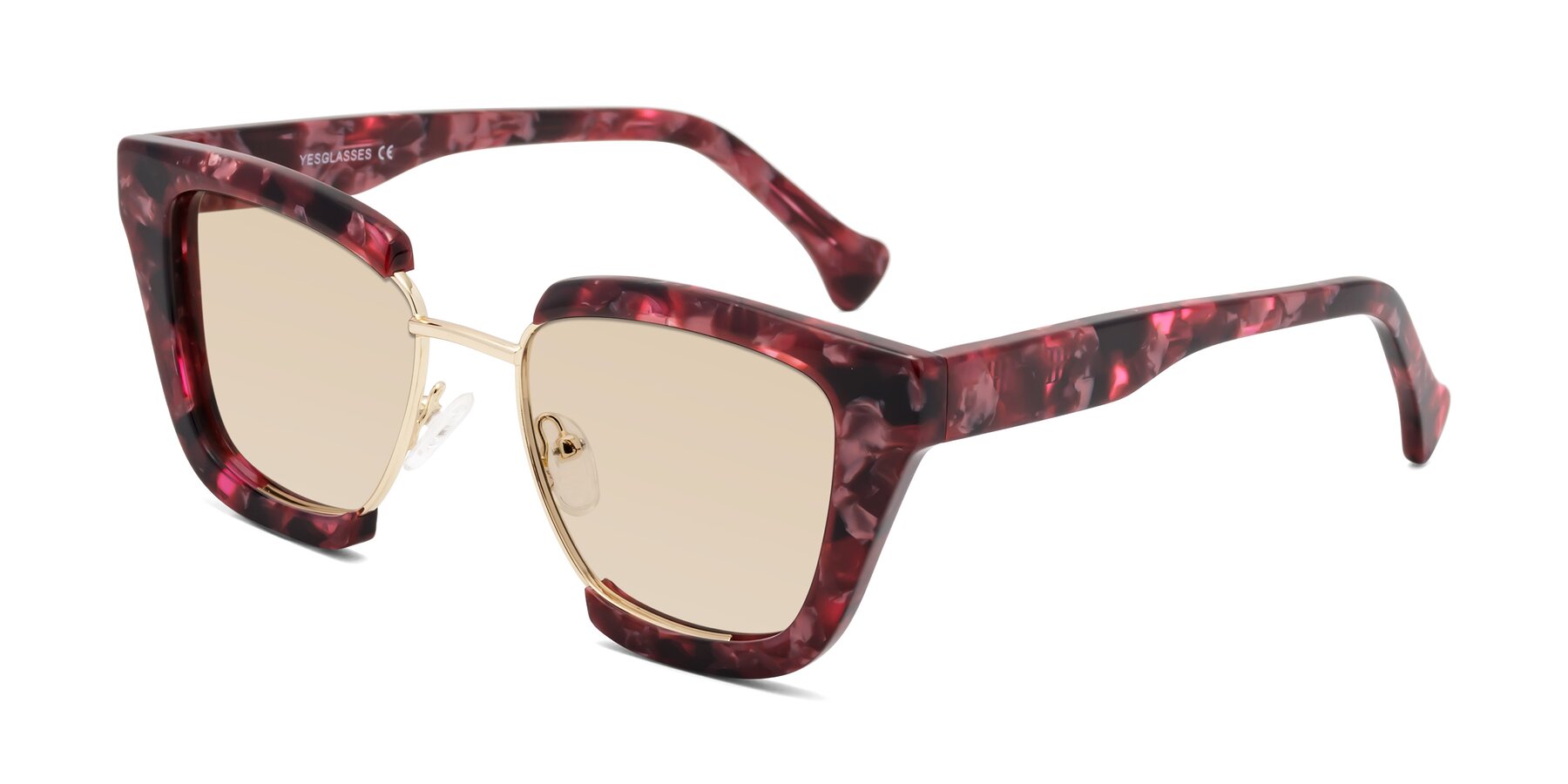 Angle of Yews in Wineberry Tortoise-Gold with Light Brown Tinted Lenses