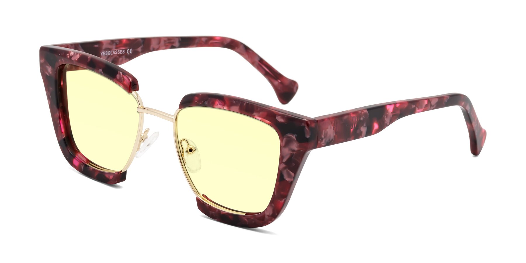 Angle of Yews in Wineberry Tortoise-Gold with Light Yellow Tinted Lenses