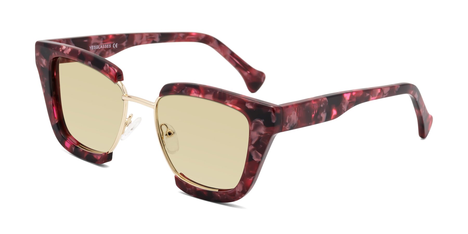 Angle of Yews in Wineberry Tortoise-Gold with Light Champagne Tinted Lenses