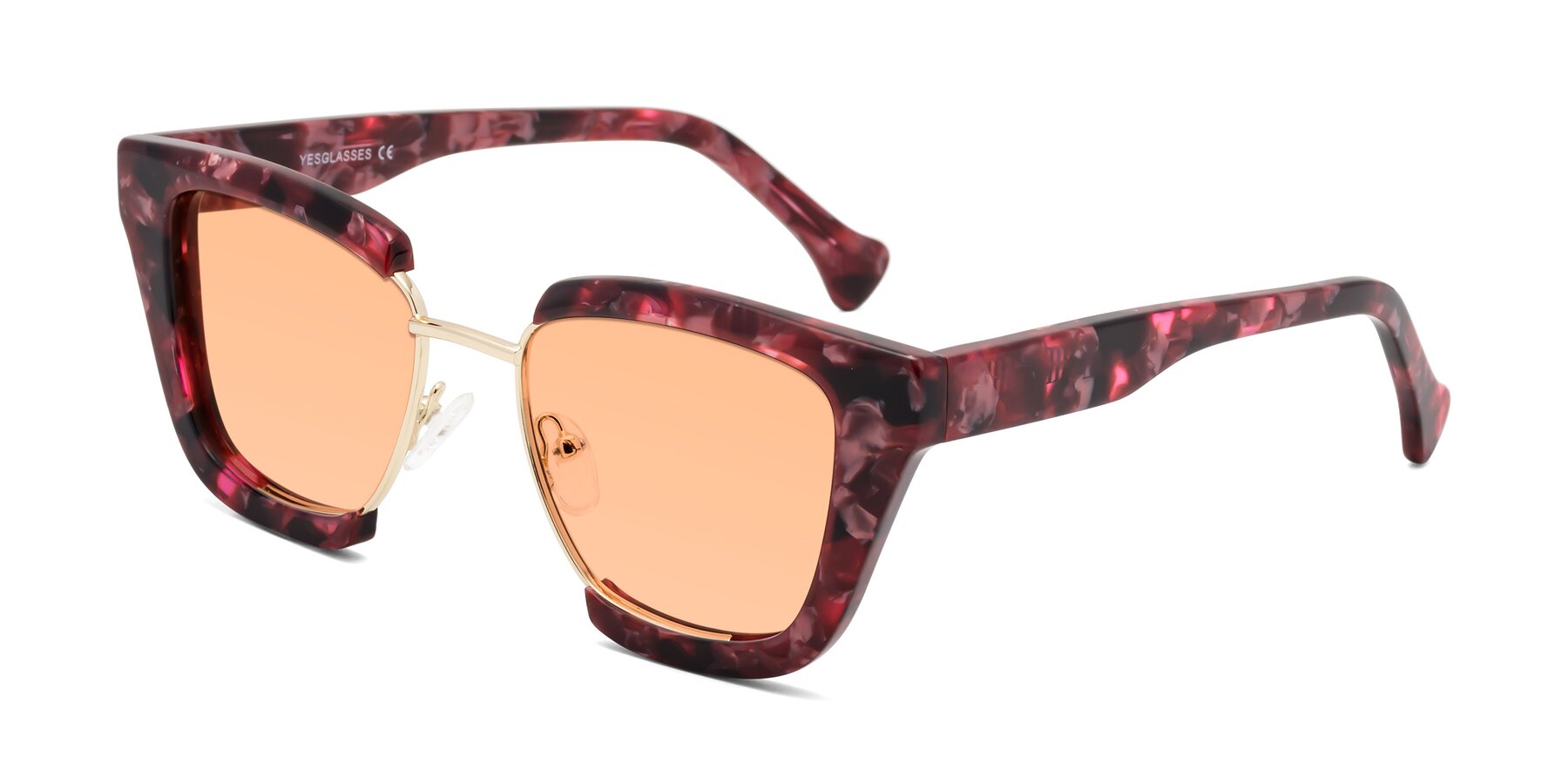 Angle of Yews in Wineberry Tortoise-Gold with Light Orange Tinted Lenses