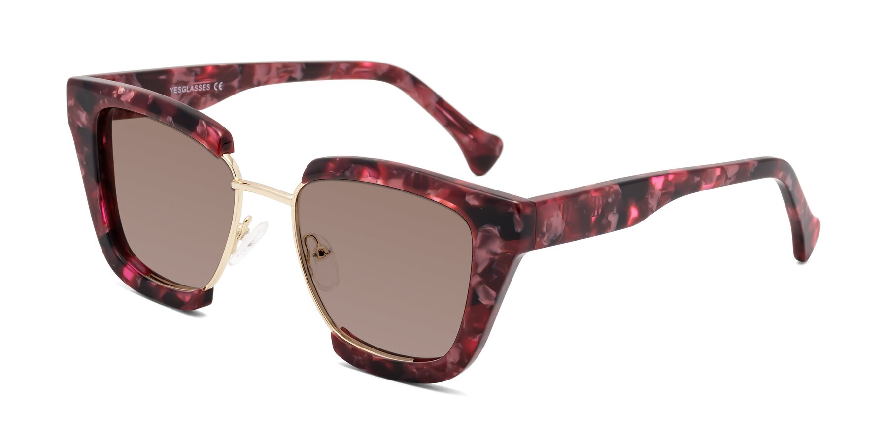 Angle of Yews in Wineberry Tortoise-Gold with Medium Brown Tinted Lenses