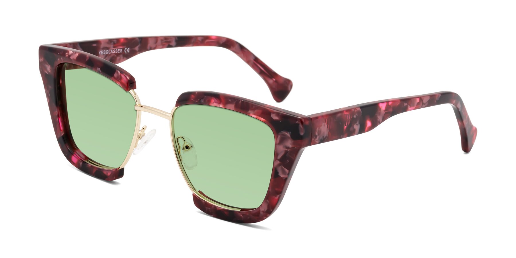 Angle of Yews in Wineberry Tortoise-Gold with Medium Green Tinted Lenses