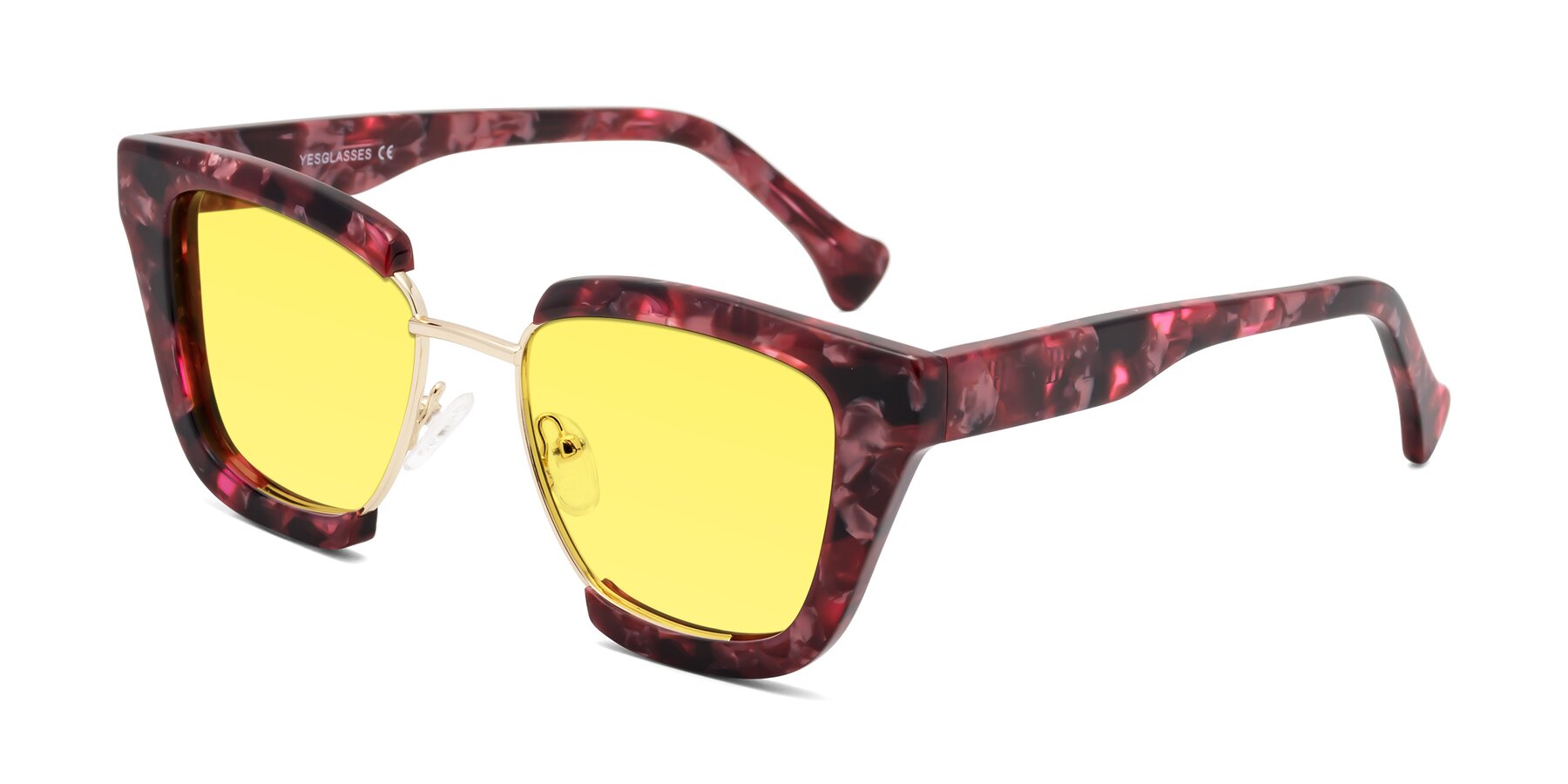 Angle of Yews in Wineberry Tortoise-Gold with Medium Yellow Tinted Lenses